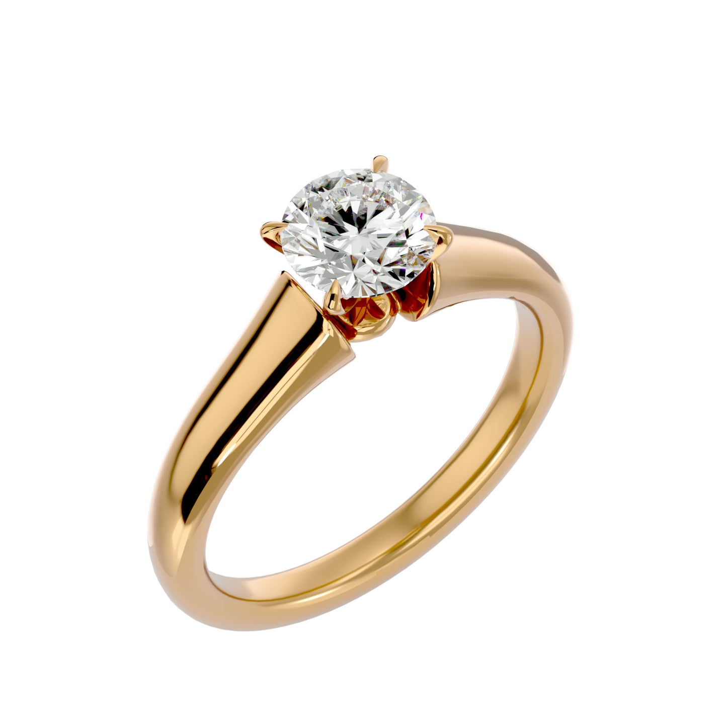 Knife-edge round diamond engagement ring