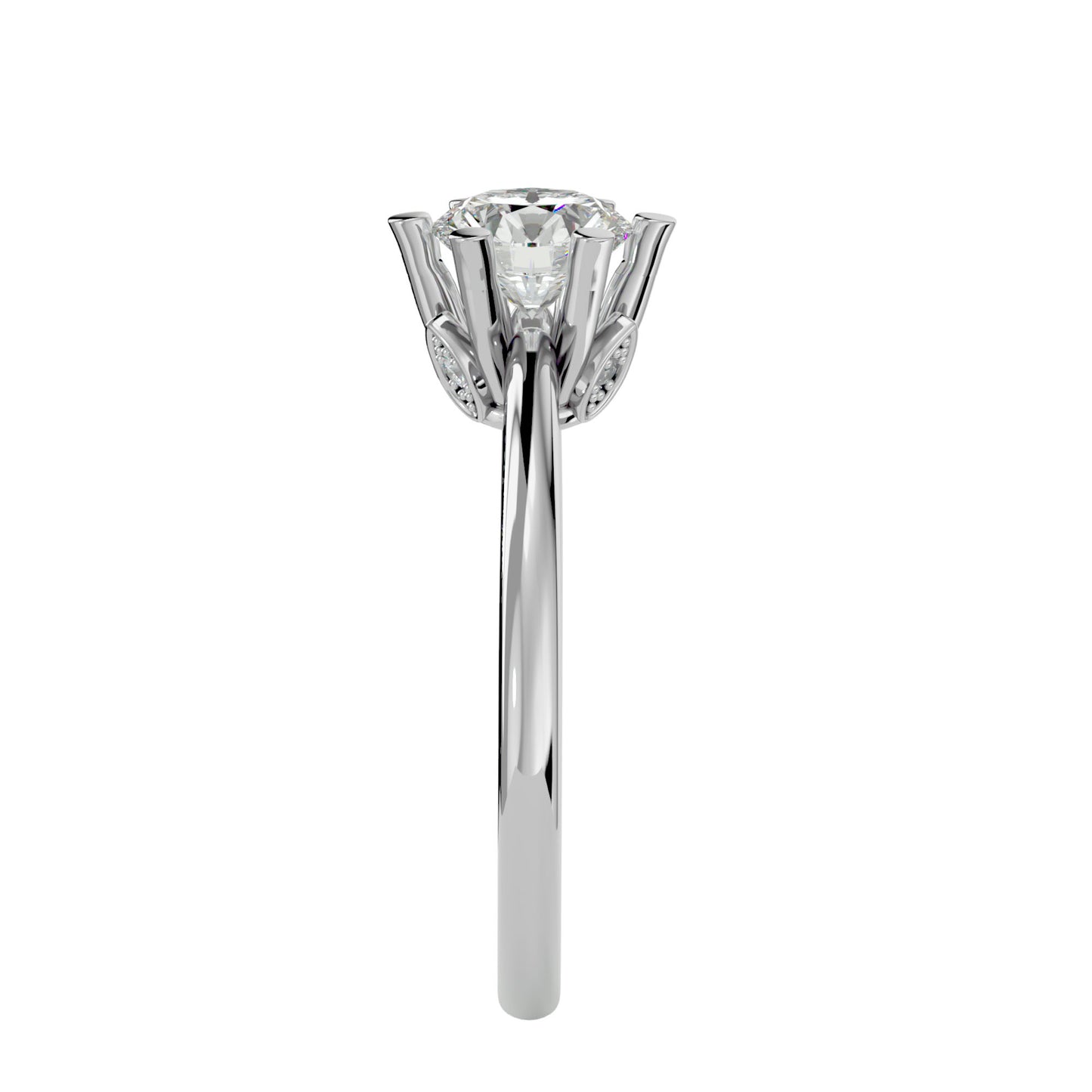 Half bezel round diamond engagement ring