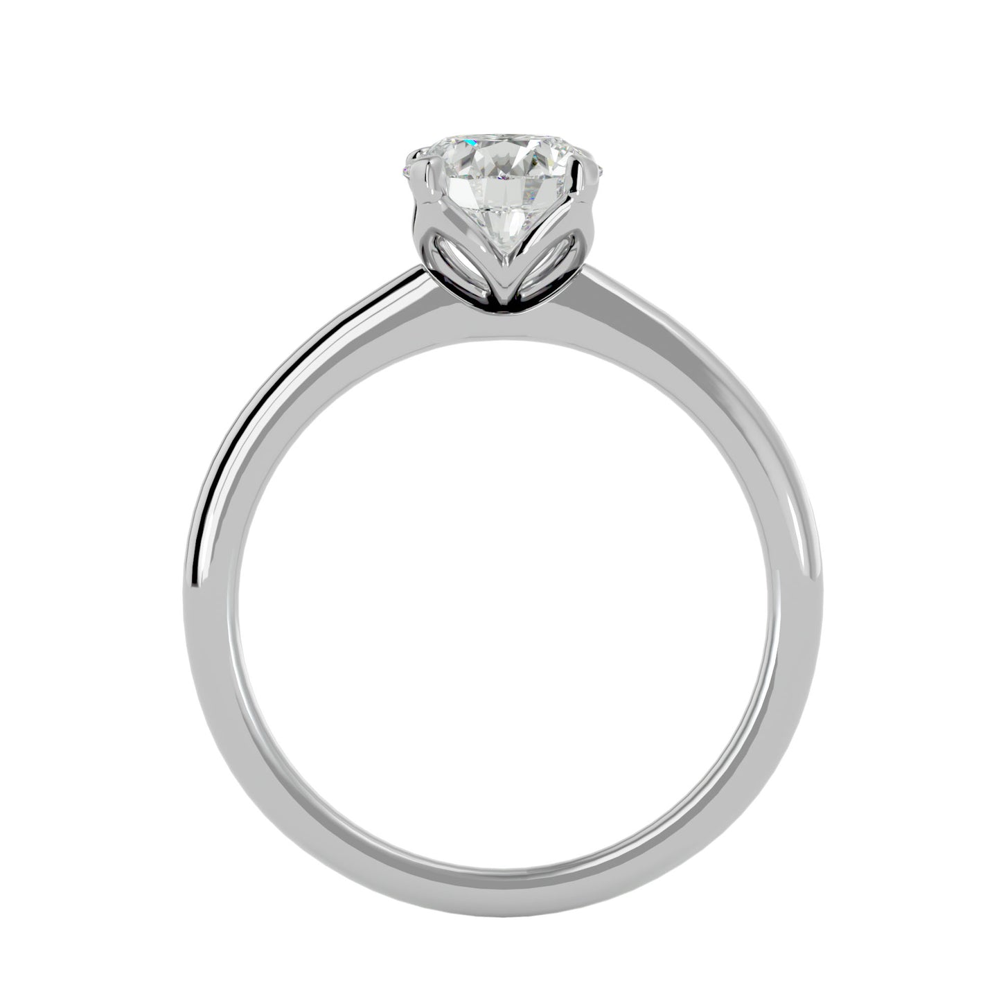 Spiral round diamond engagement ring