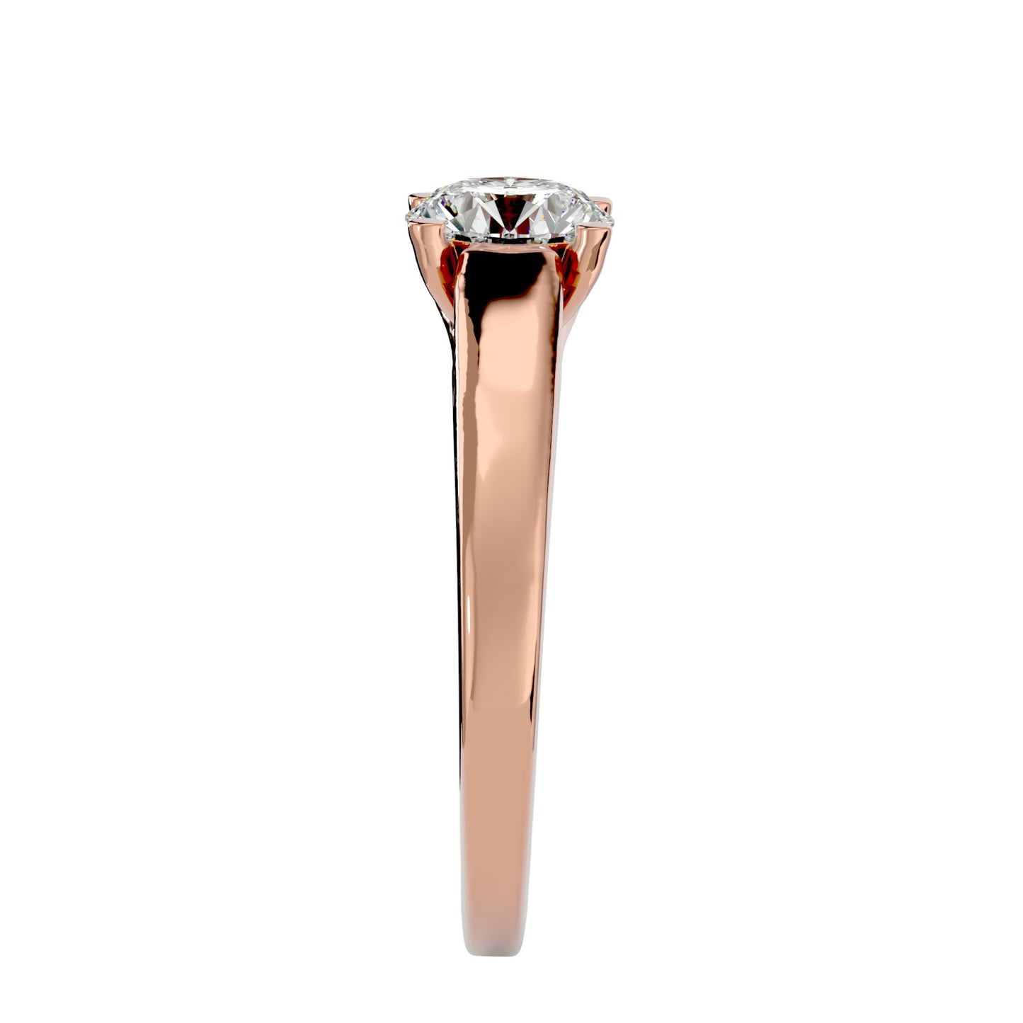 Round bypass diamond engagement ring
