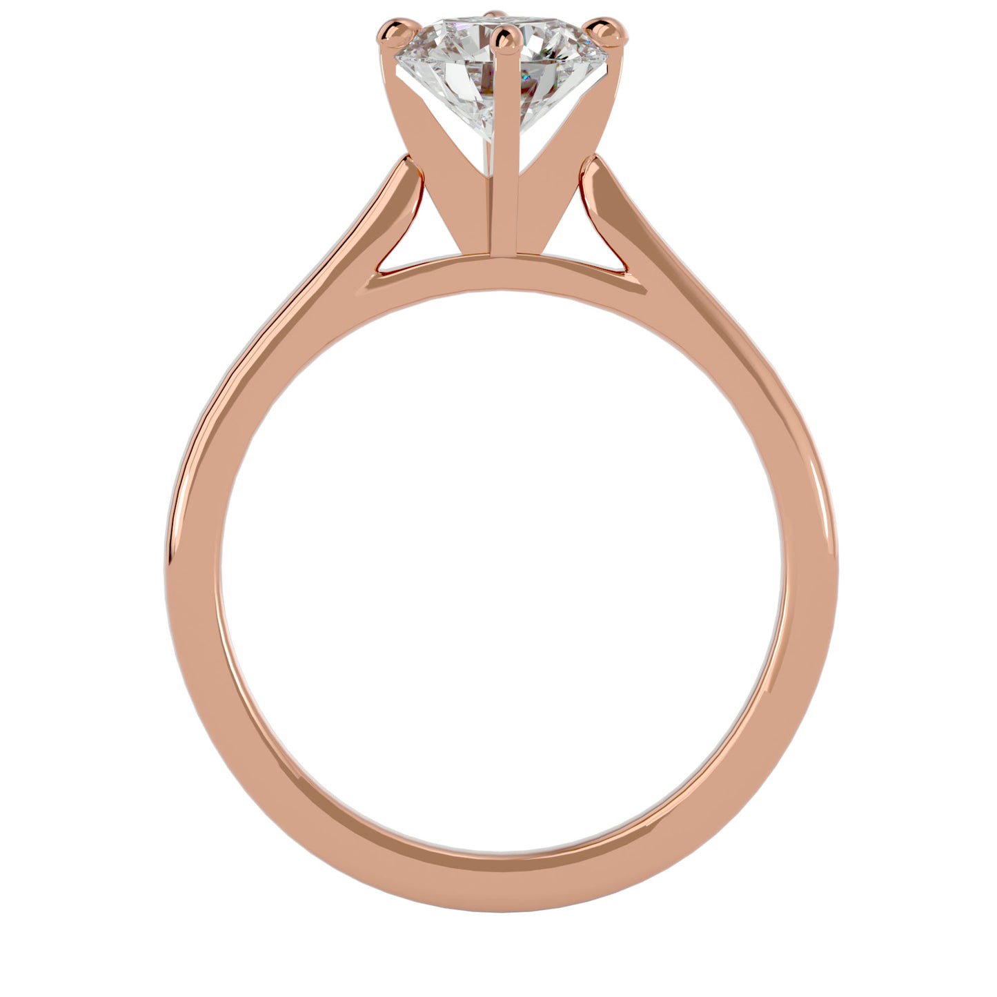 Bubble shank round diamond engagement ring