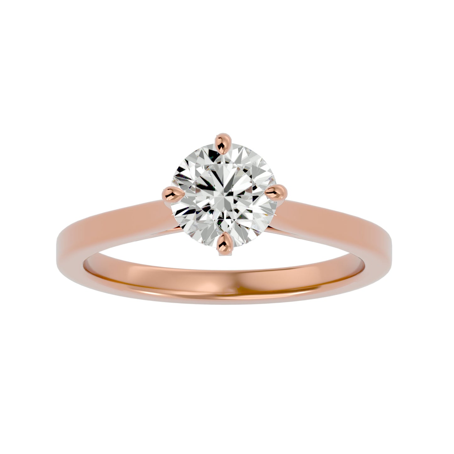 Bubble shank round diamond engagement ring