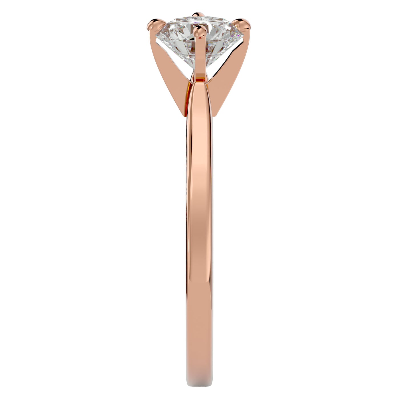Bubble shank round diamond engagement ring