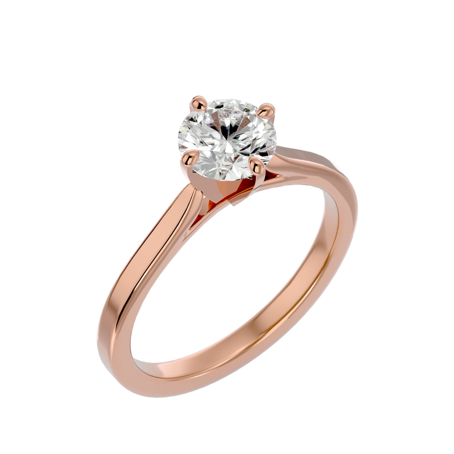 Bubble shank round diamond engagement ring