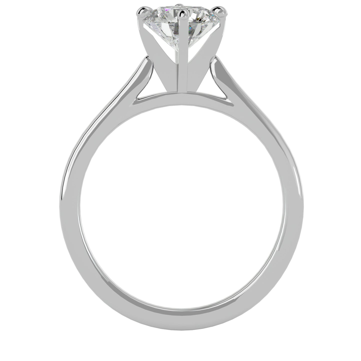 Bubble shank round diamond engagement ring