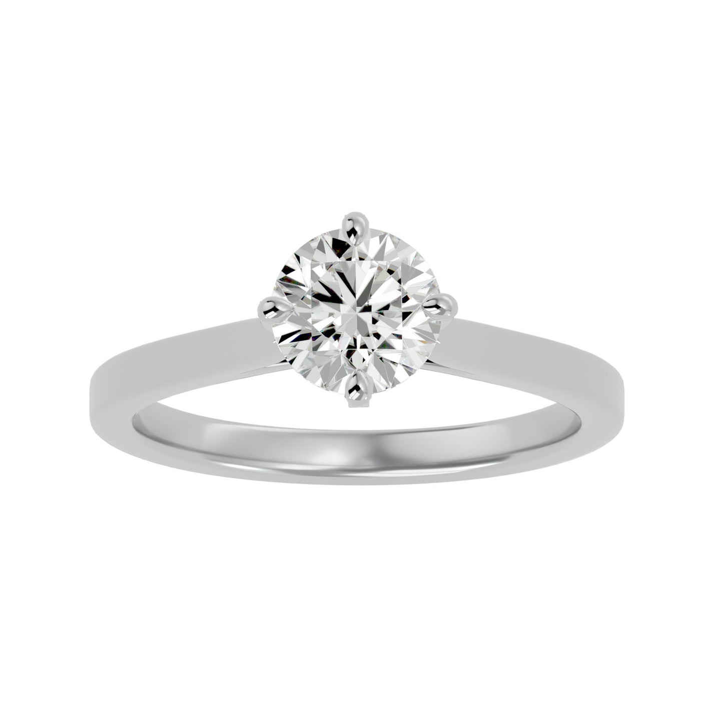 Bubble shank round diamond engagement ring