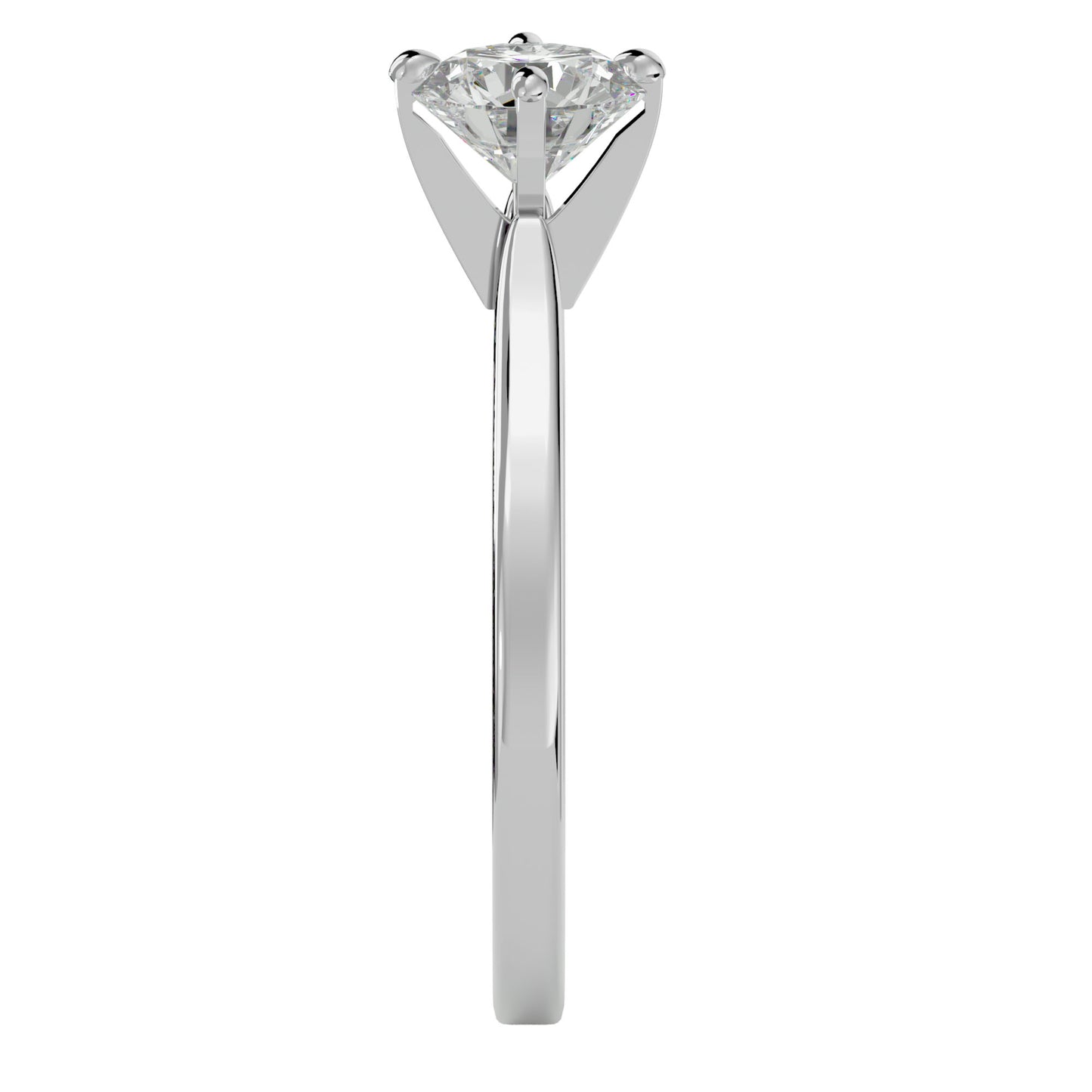 Bubble shank round diamond engagement ring