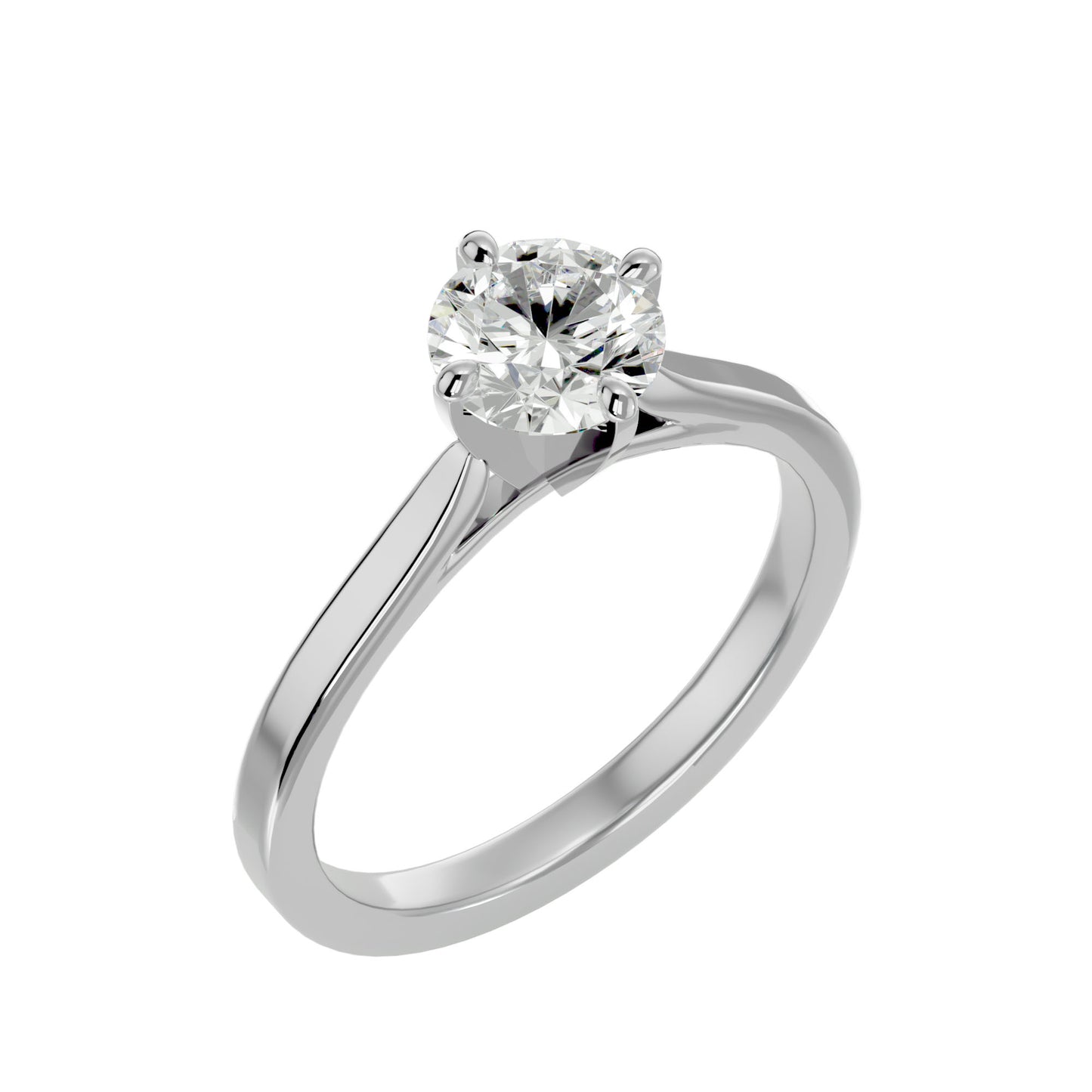 Bubble shank round diamond engagement ring