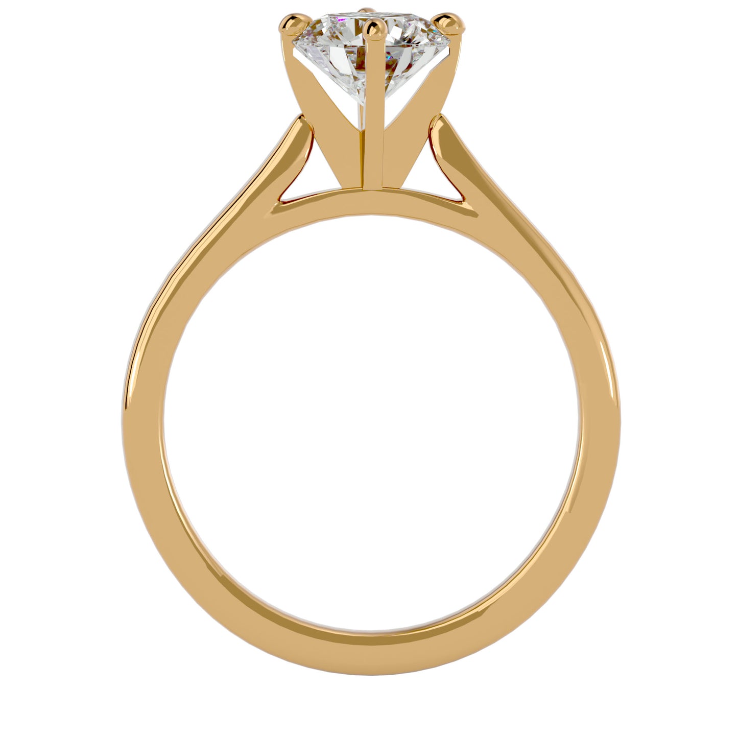 Bubble shank round diamond engagement ring