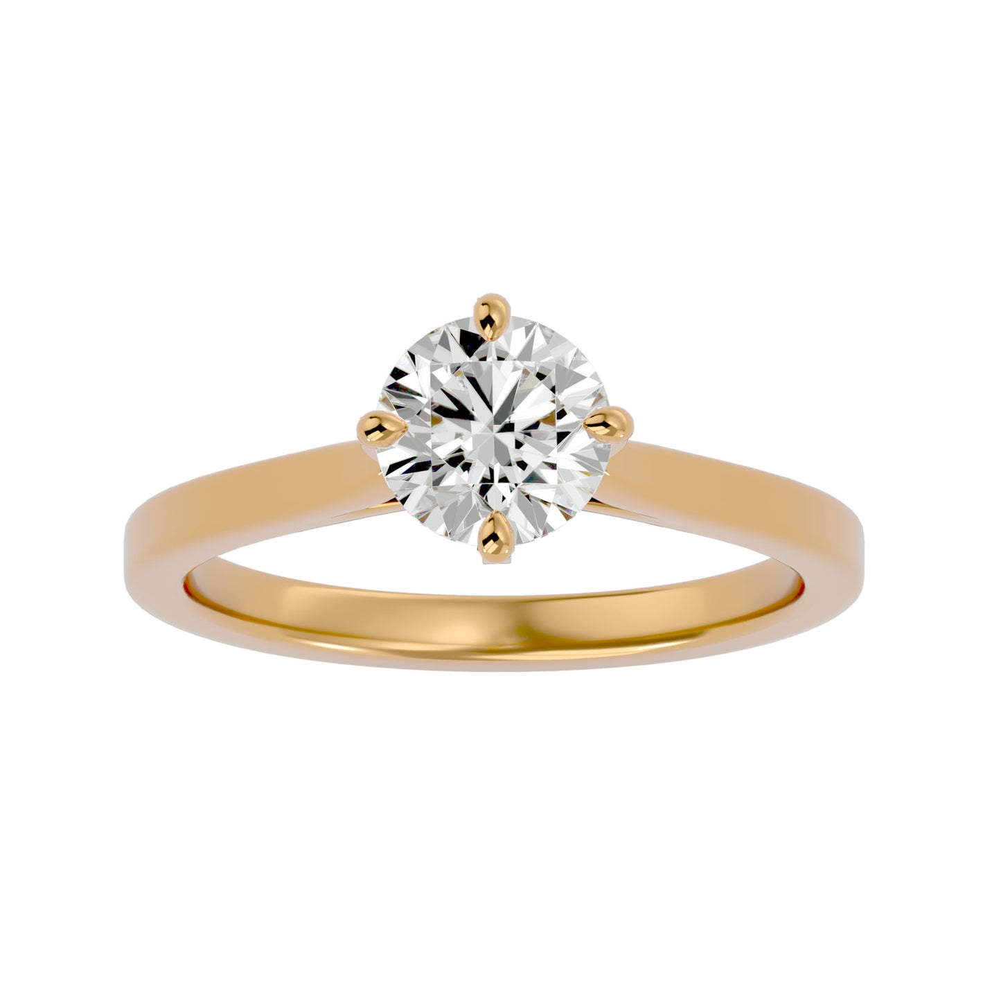 Bubble shank round diamond engagement ring