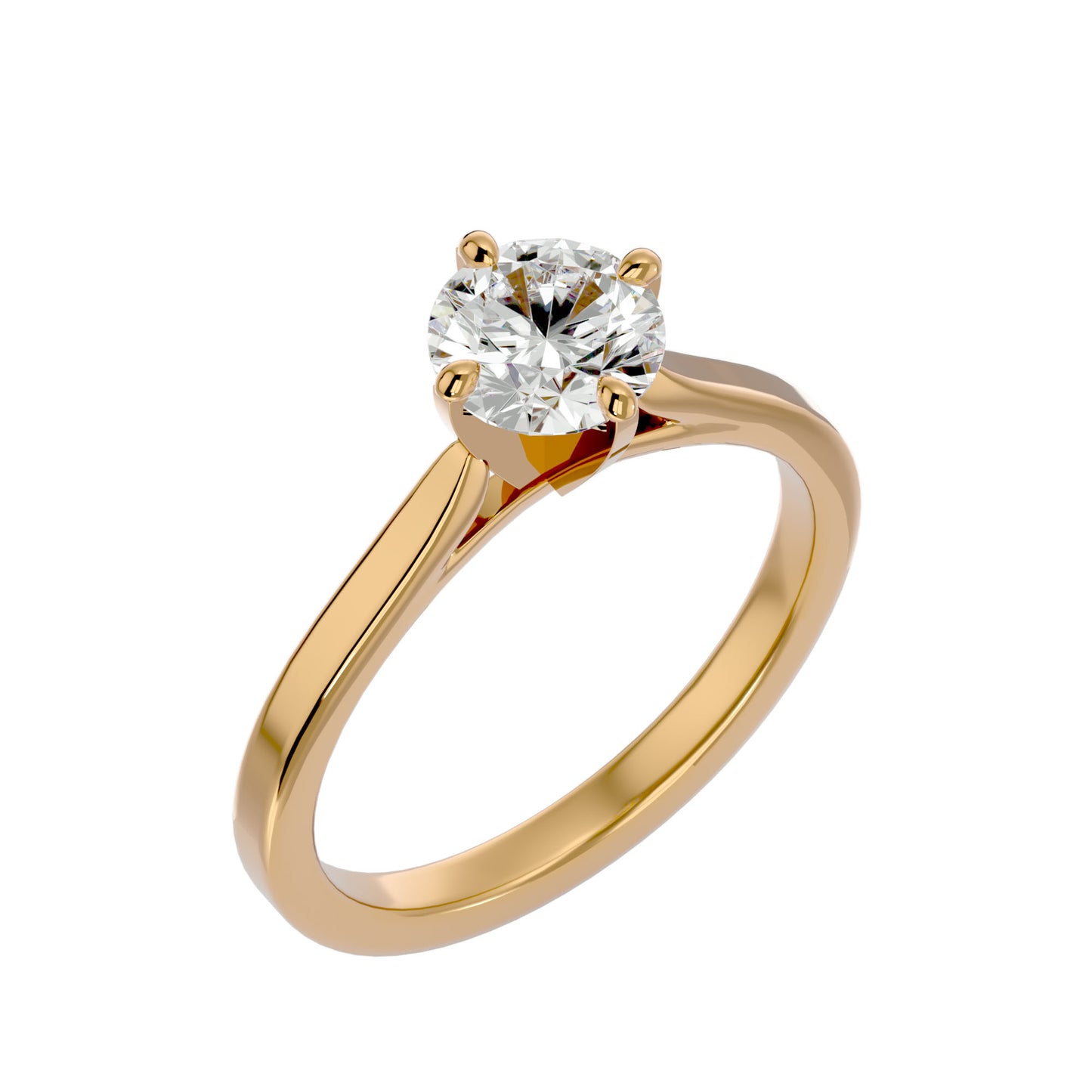 Bubble shank round diamond engagement ring