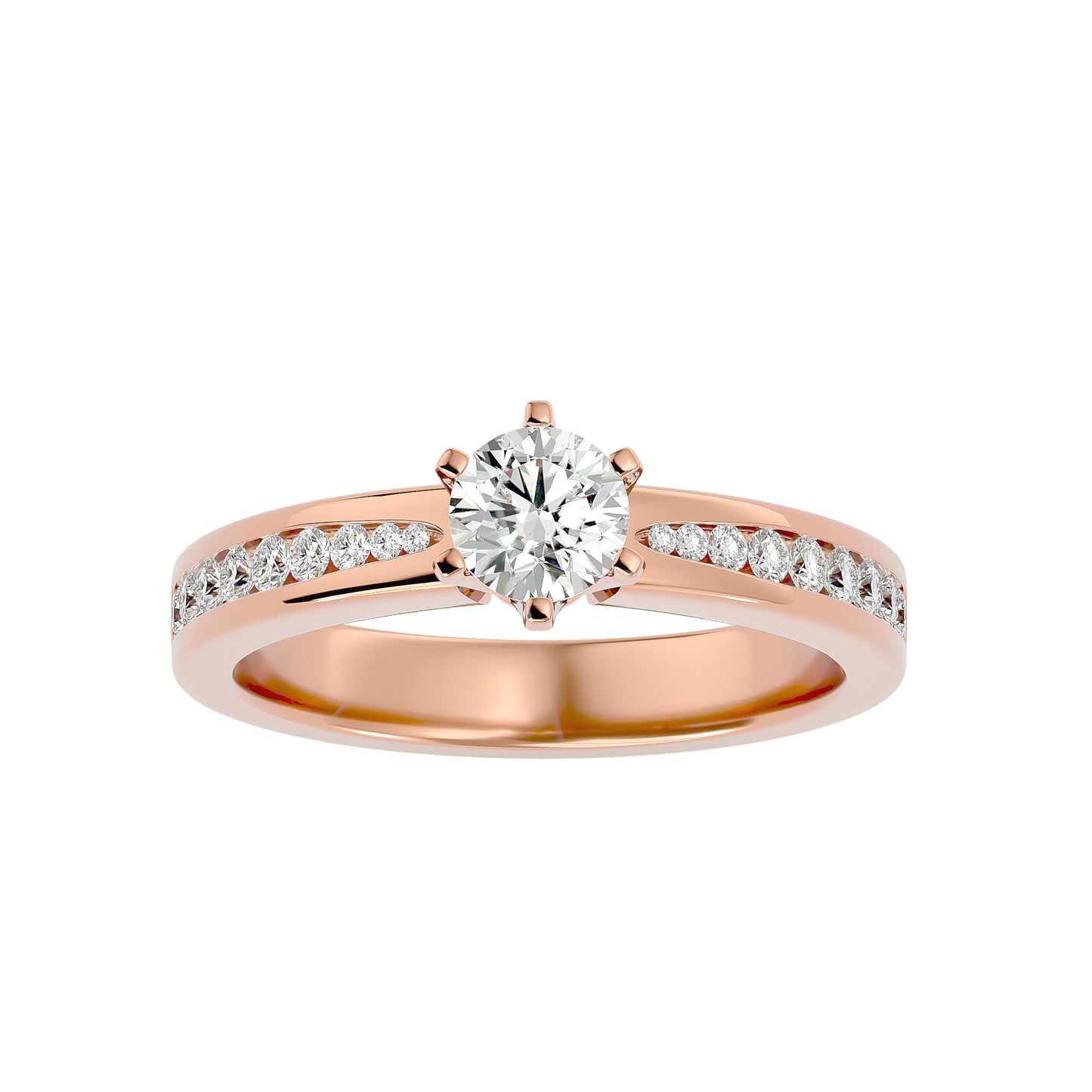 Indigo six prong diamond engagement ring