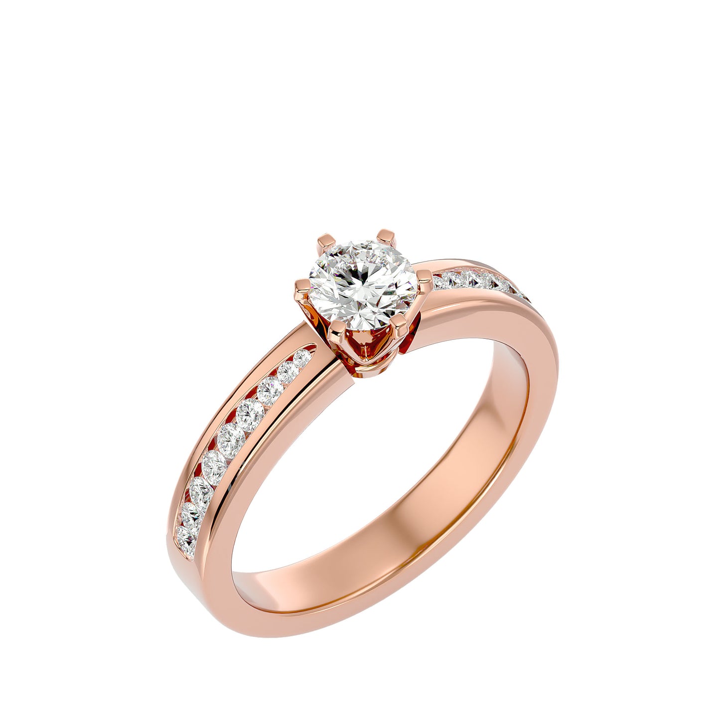 Indigo six prong diamond engagement ring