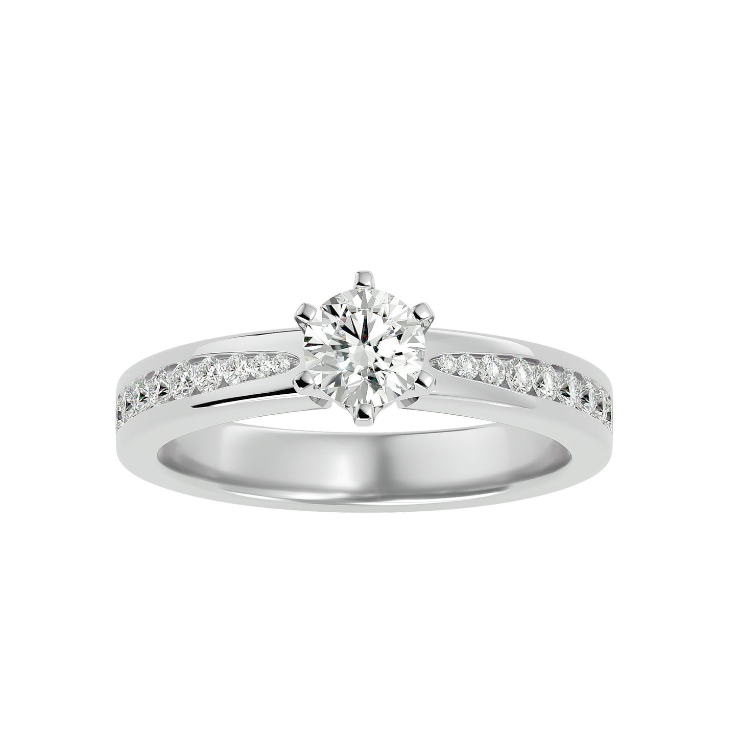 Indigo six prong diamond engagement ring