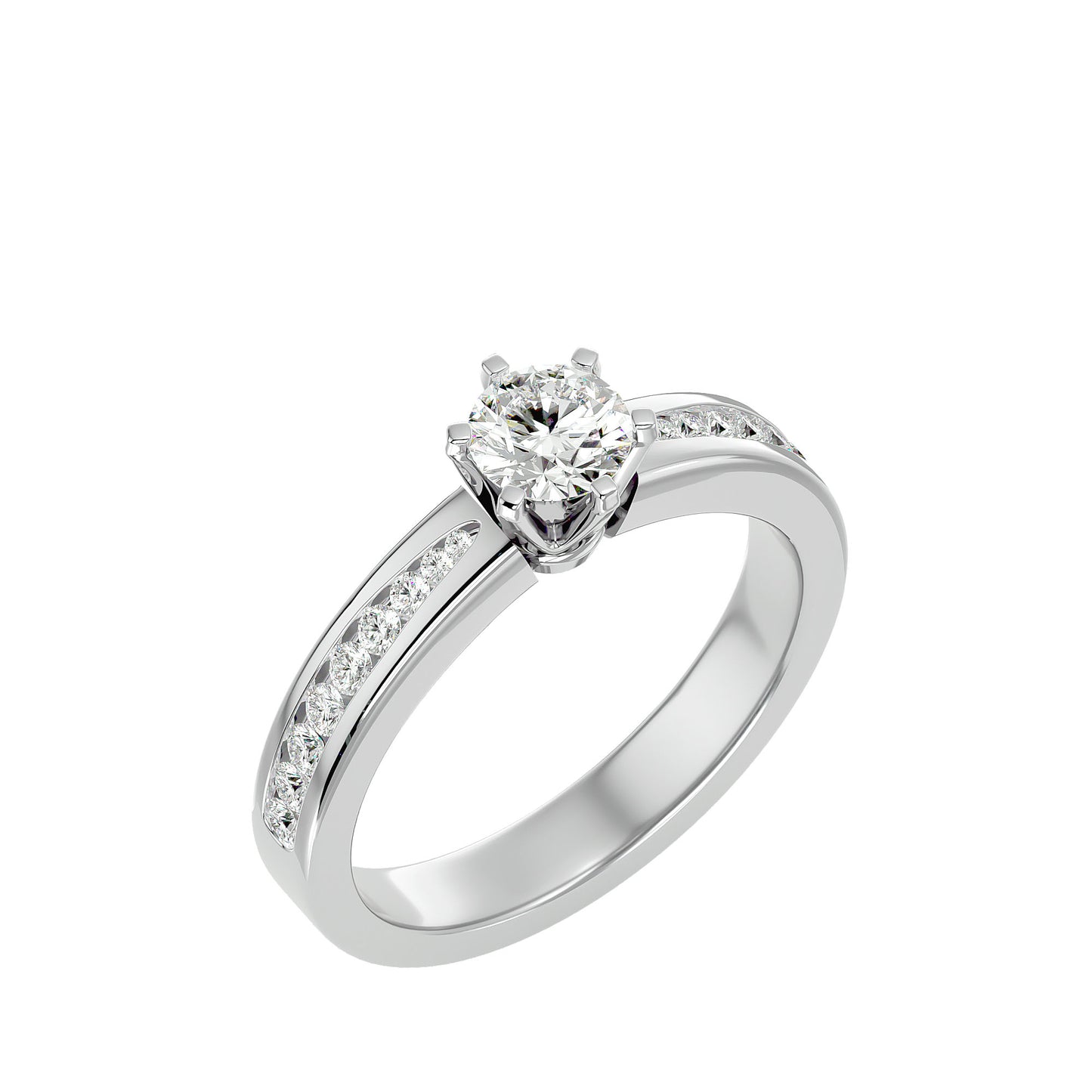 Indigo six prong diamond engagement ring