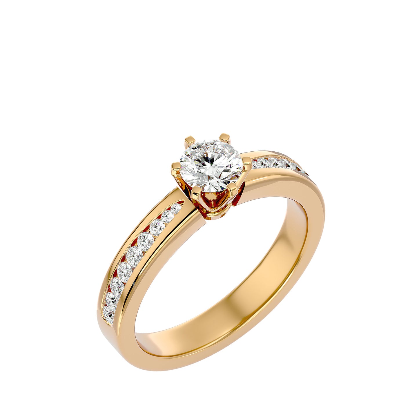 Indigo six prong diamond engagement ring