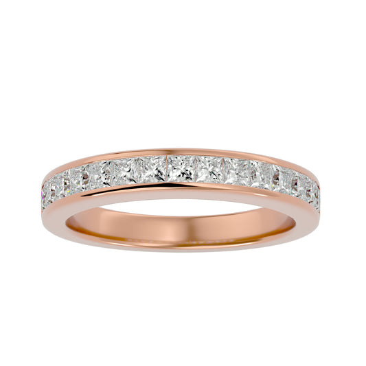 Princess half diamond eternity ring