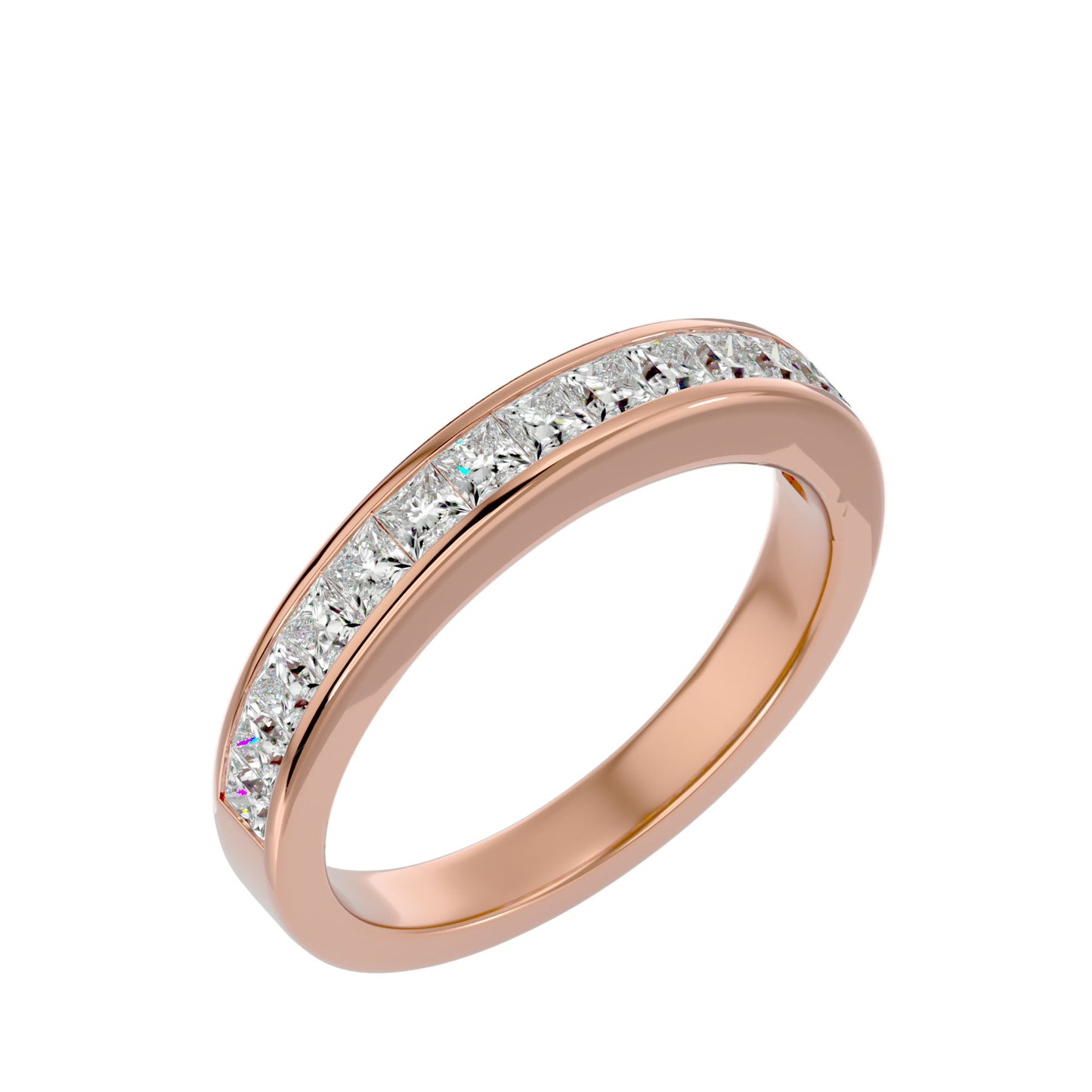 Princess half diamond eternity ring