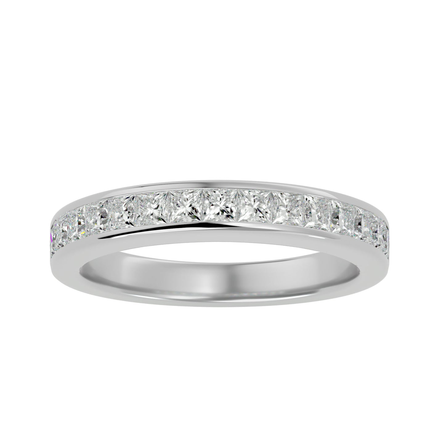 Princess half diamond eternity ring