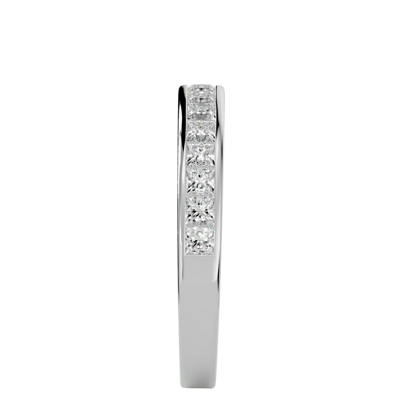 Princess half diamond eternity ring