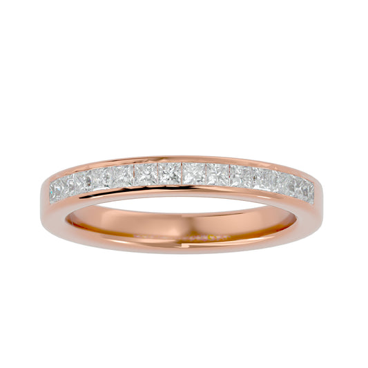 Classic princess channel half eternity diamond ring