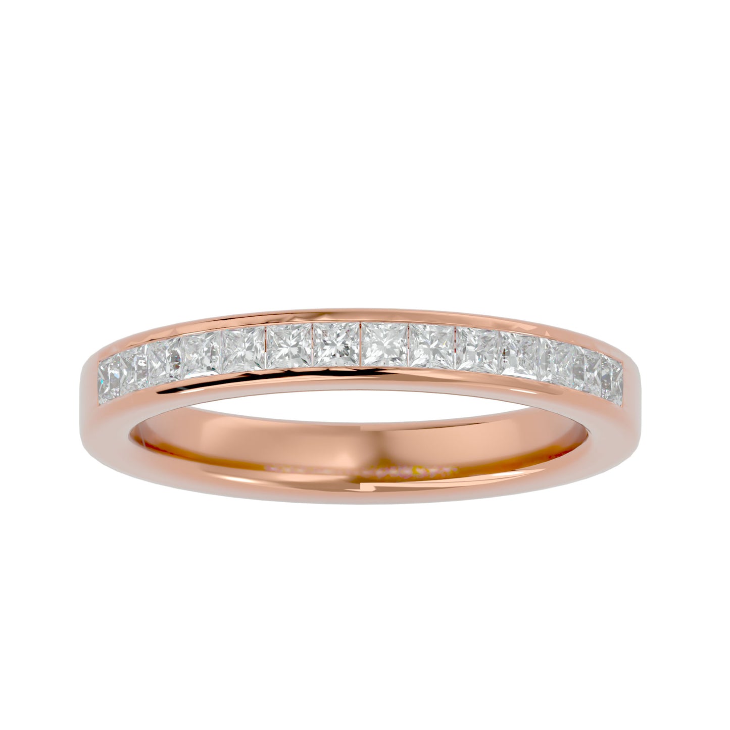 Classic princess channel half eternity diamond ring