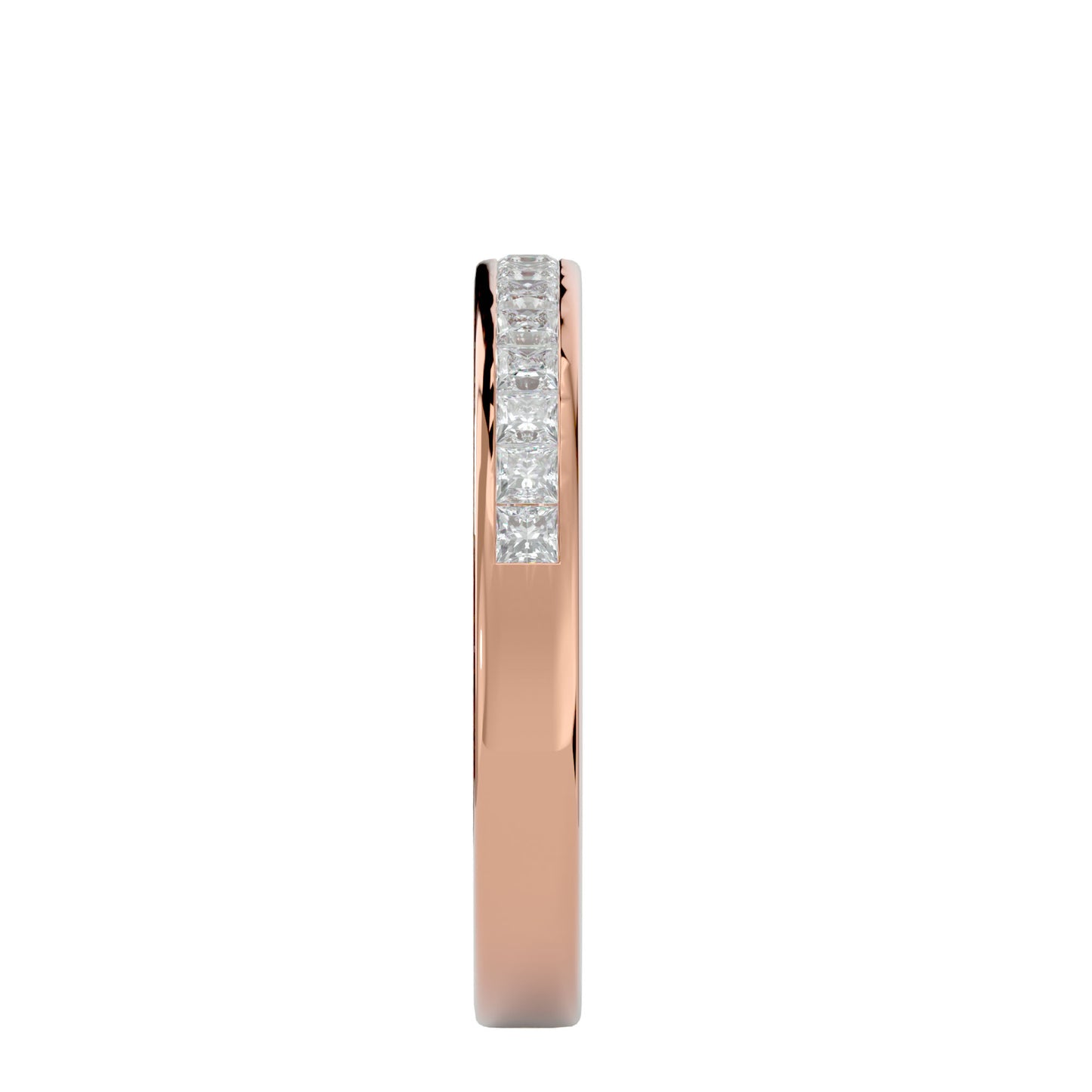 Classic princess channel half eternity diamond ring