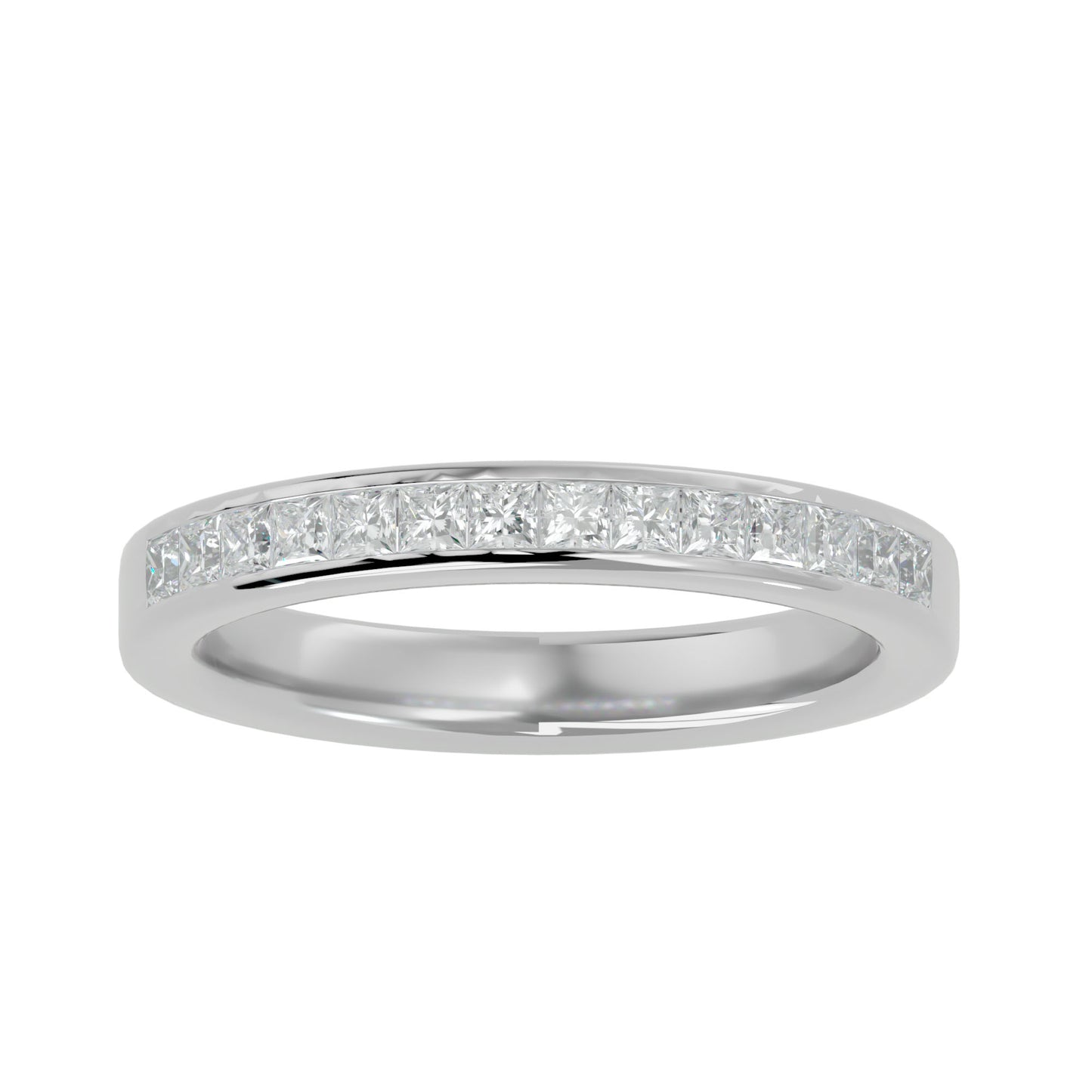 Classic princess channel half eternity diamond ring