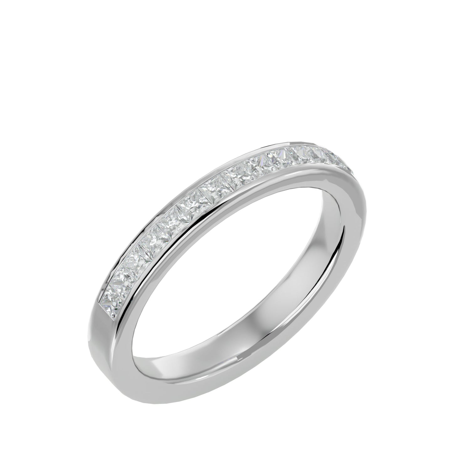 Classic princess channel half eternity diamond ring