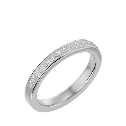 Classic princess channel half eternity diamond ring