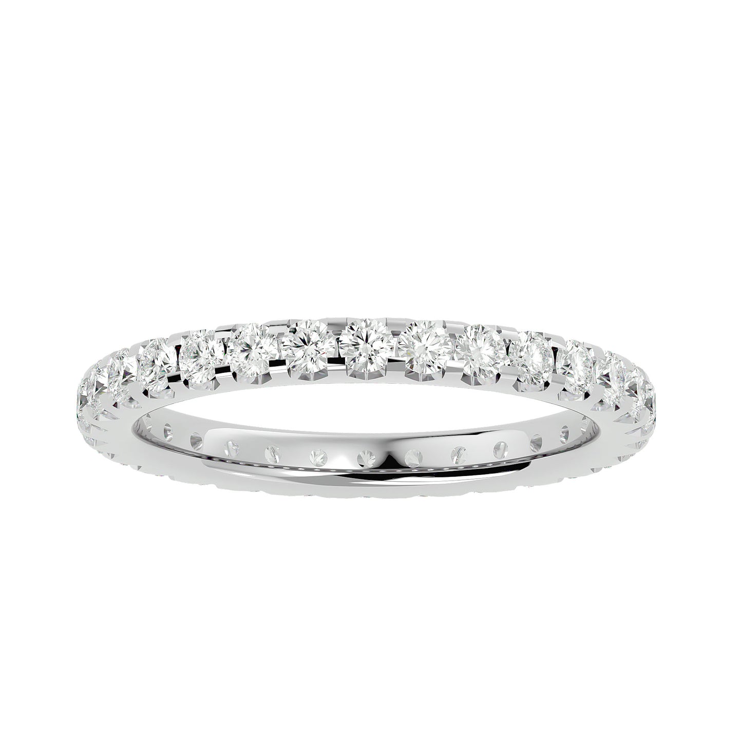 Unique setting round diamond eternity ring