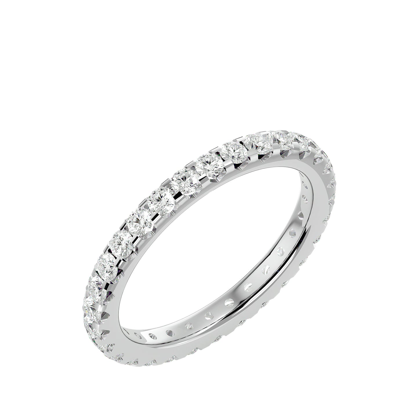 Unique setting round diamond eternity ring