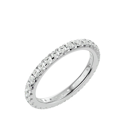 Unique setting round diamond eternity ring