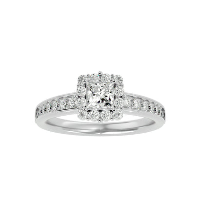 Princess diamond engagement ring with wedding band