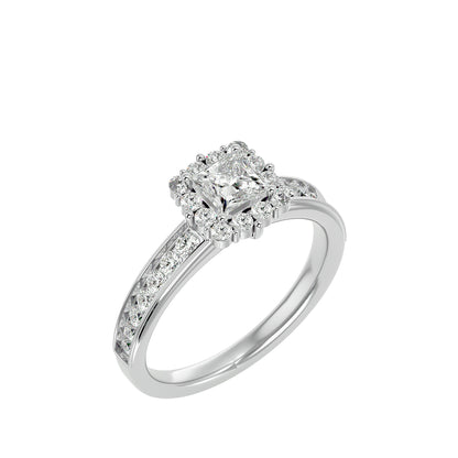 Princess diamond engagement ring with wedding band