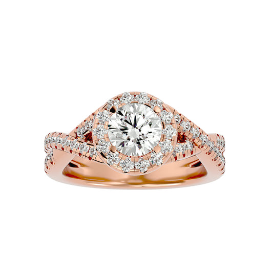 Bea criss cross diamond engagement ring
