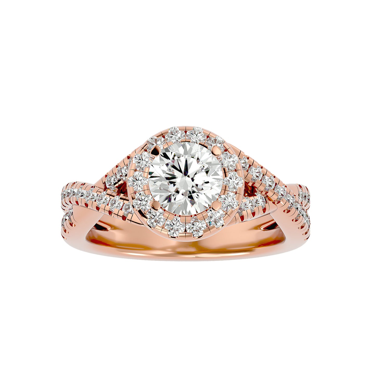 Bea criss cross diamond engagement ring