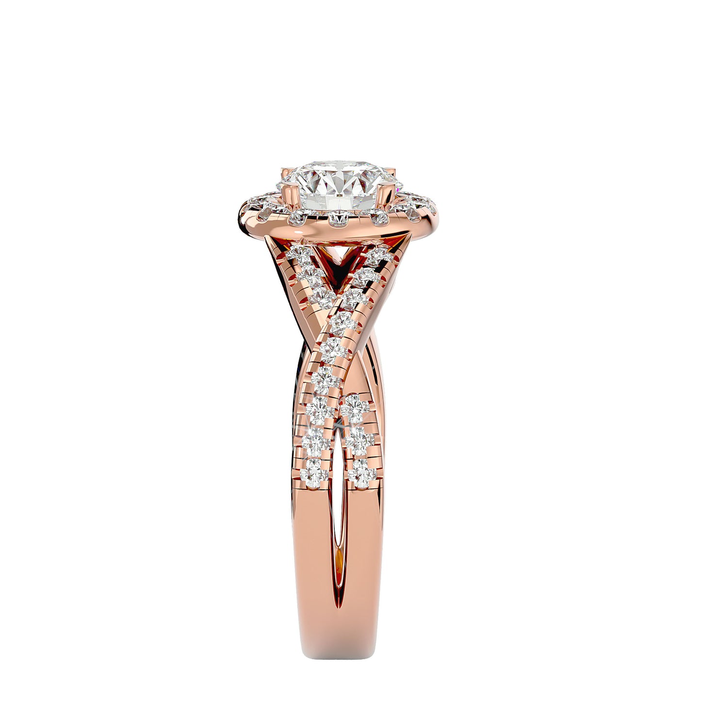Bea criss cross diamond engagement ring