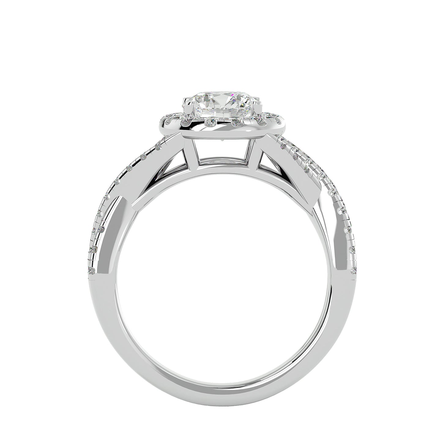 Bea criss cross diamond engagement ring