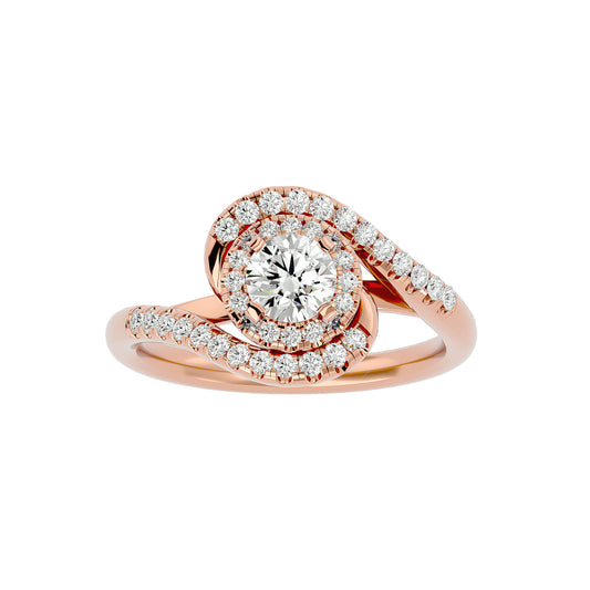 Twisted halo diamond engagement ring