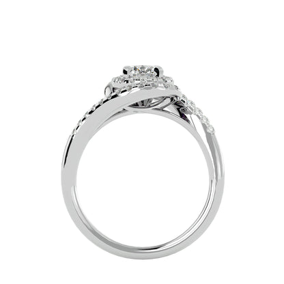 Twisted halo diamond engagement ring