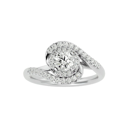 Twisted halo diamond engagement ring