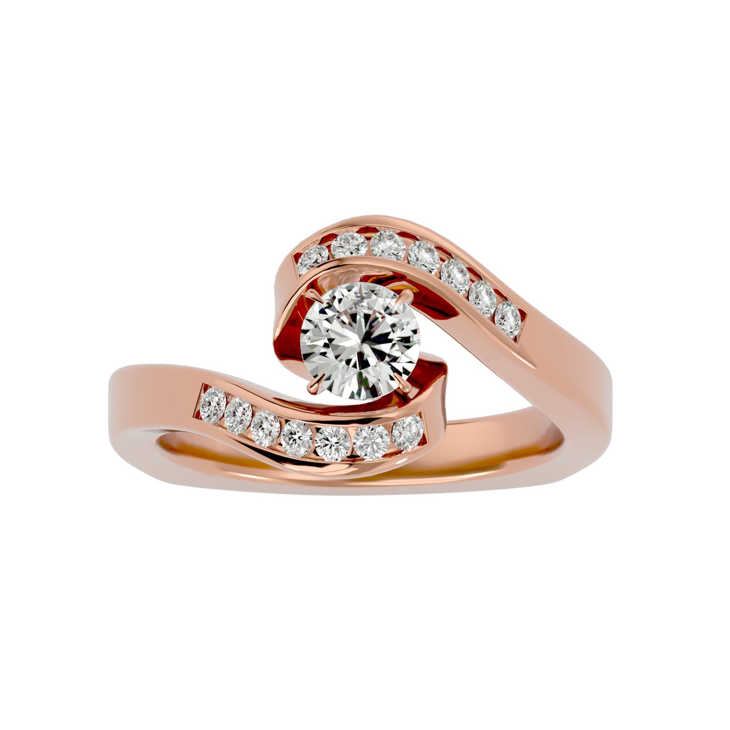 Bypass euro shank diamond engagement ring