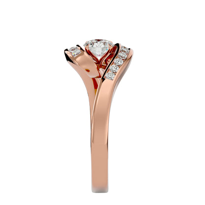 Bypass euro shank diamond engagement ring