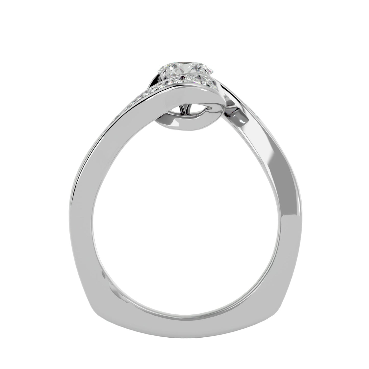 Bypass euro shank diamond engagement ring