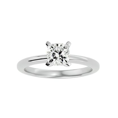 Petite style cushion diamond engagement ring