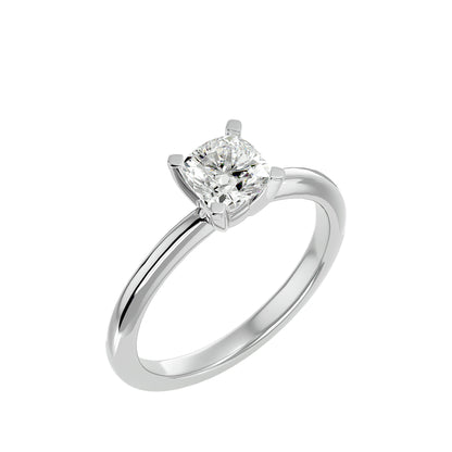 Petite style cushion diamond engagement ring