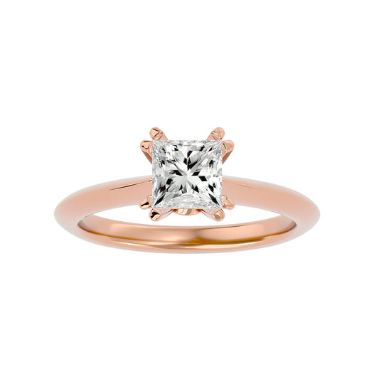 Split prong princess diamond engagement ring