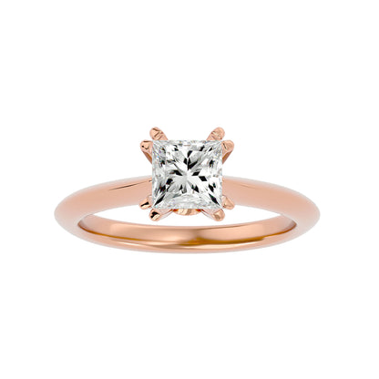 Split prong princess diamond engagement ring