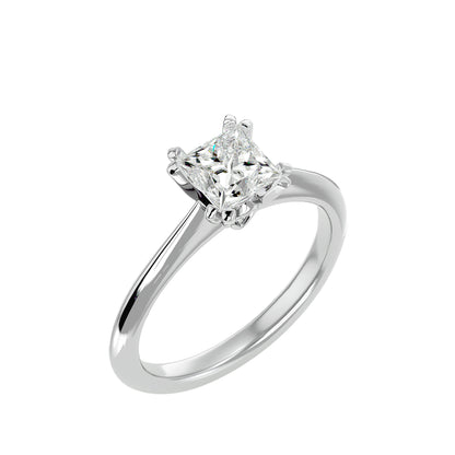 Split prong princess diamond engagement ring
